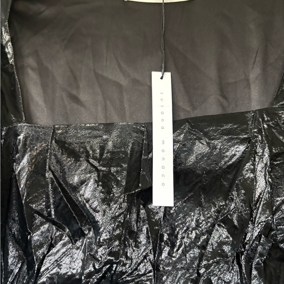 NWT Susana Monaco Shiny Black ‘Faux leather’ Mini Dress, small - Picture 2 of 4